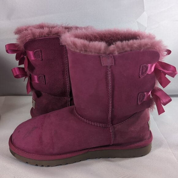 UGG Australia 3280 Boots Cerise Pink Bailey Bow US Women's 5 Mid Calf Sheepskin - Picture 15 of 16
